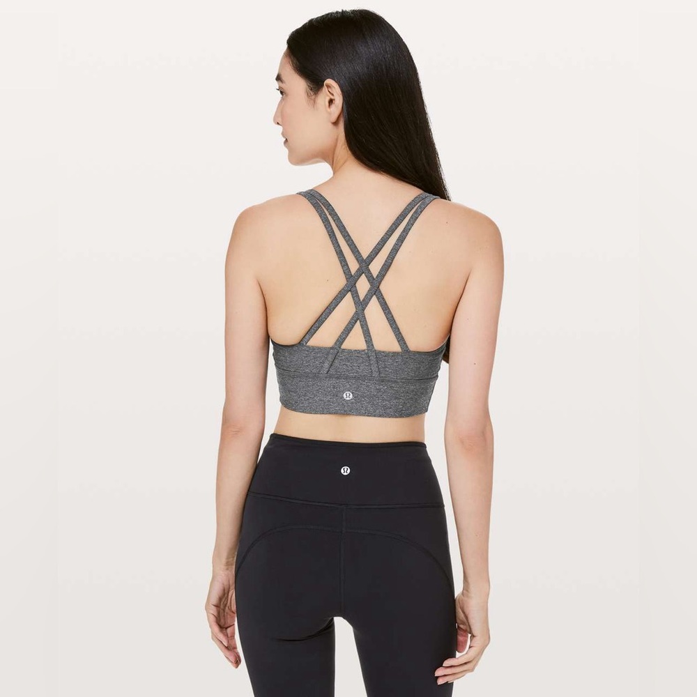 Lululemon Energy Bra *Long Line• Grey/ Heathered Black•FLAWLESS• size 8 - Picture 2 of 11